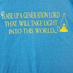 Port and Co Aqua Short Sleeved T-shirt w/ Wonderful Messages on Front & Back 3X